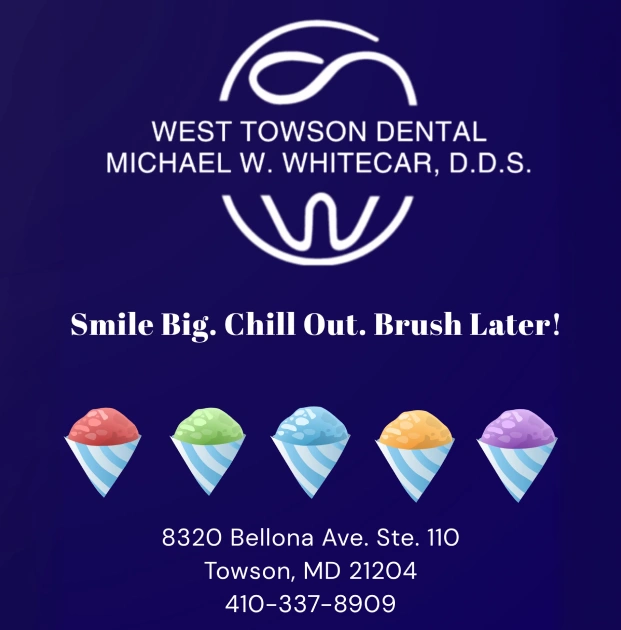 West Towson Dental team serving complimentary snow cones at a community event